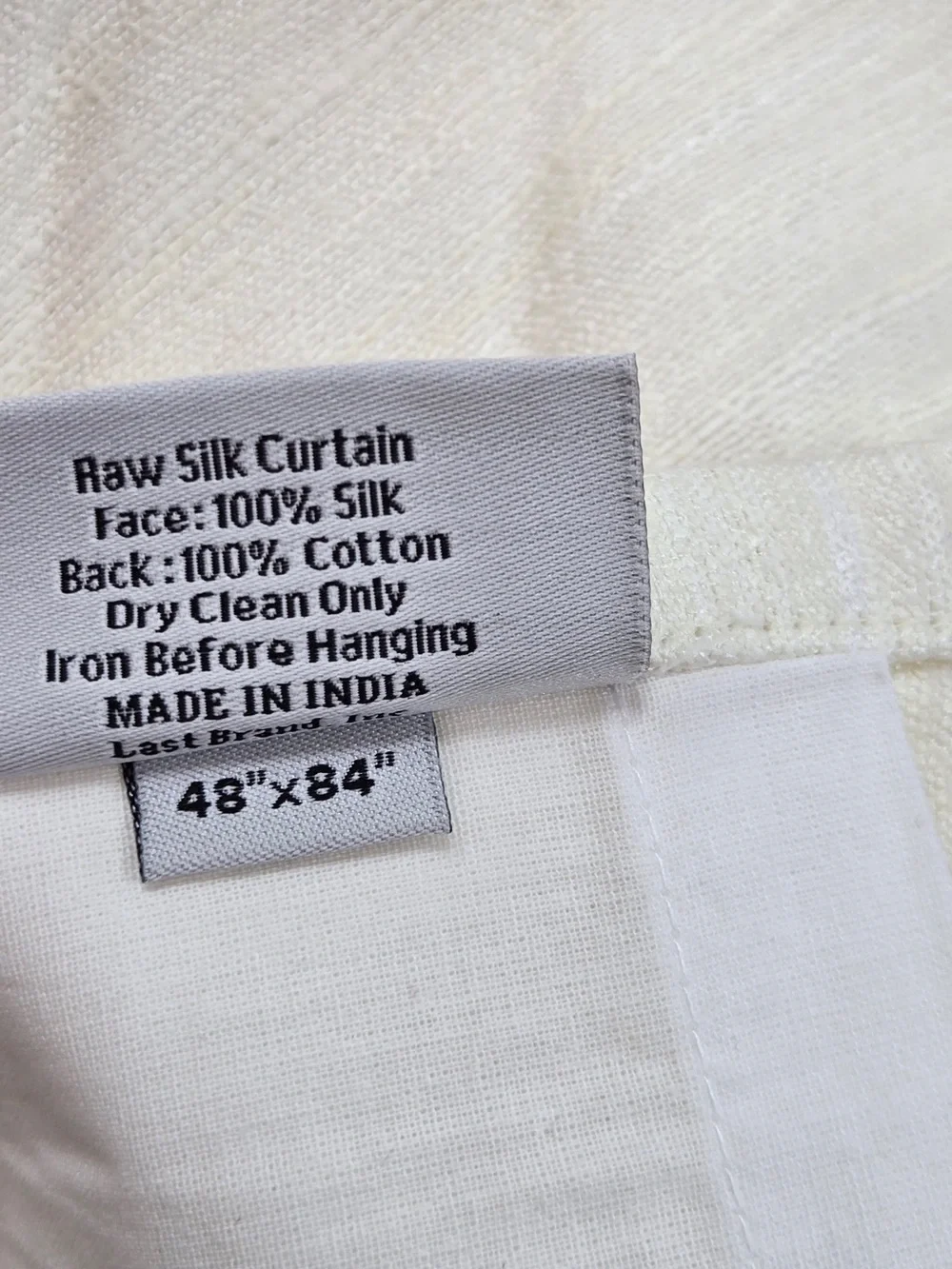 NWT QUINCE Set Of 2 (1-48x84 & 1-48x96) Raw Silk Curtains Ivory 8998